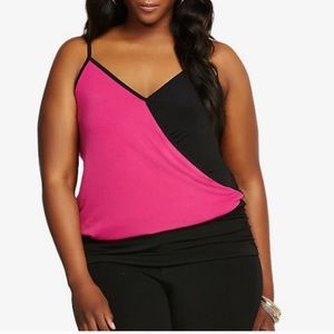 NWOT Torrid Black & Pink Wrap Tank
